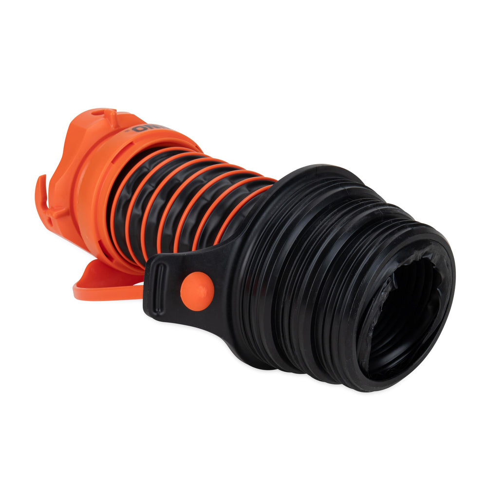 Camco Rhino odor-tight seal minimizes odors during sewer hookups.