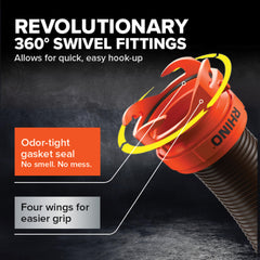 Camco RhinoFLEX compatibility for 3-inch slips and 3, 3.5, 4-inch threads.