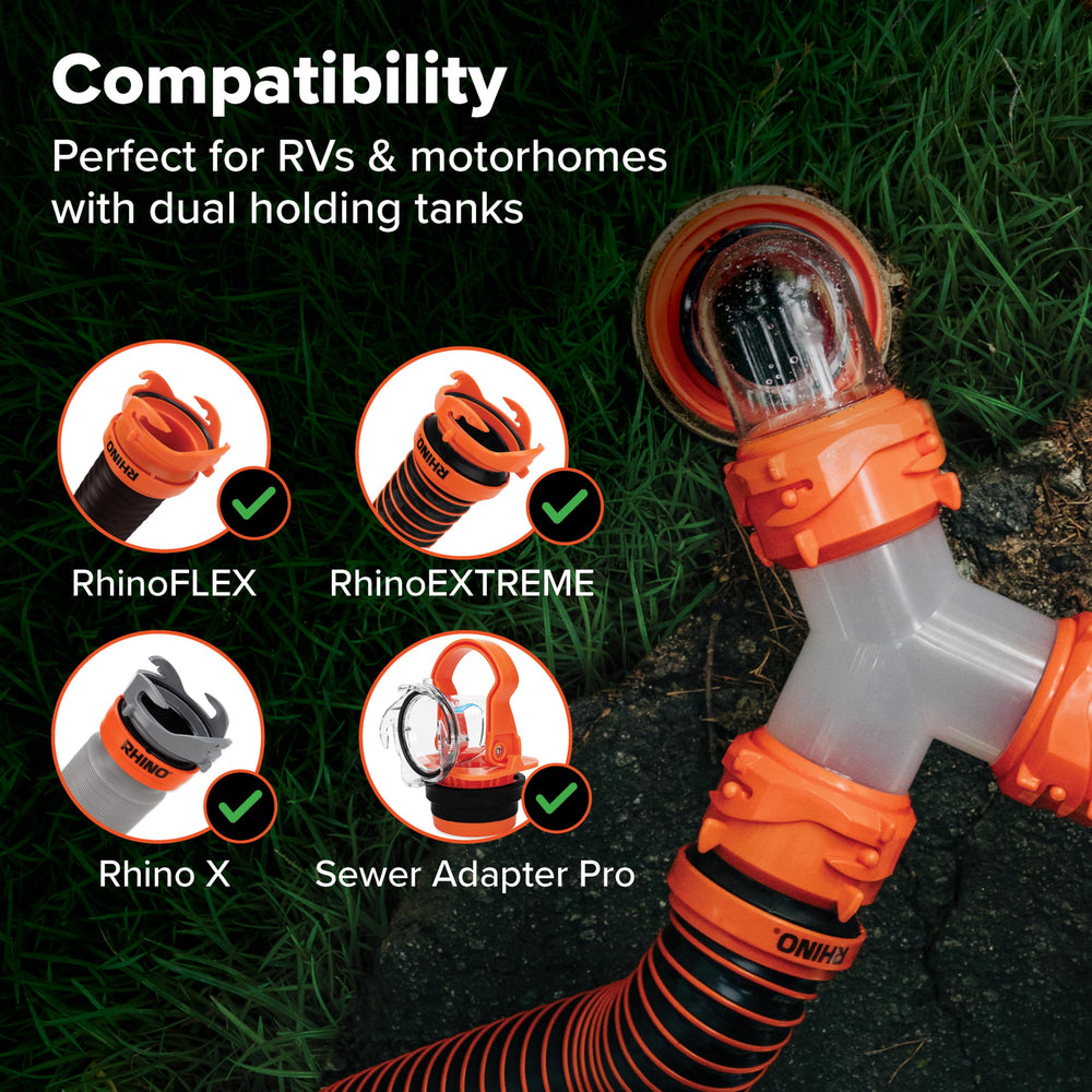 Translucent Camco RhinoFLEX body lets you monitor tank levels during drainage.