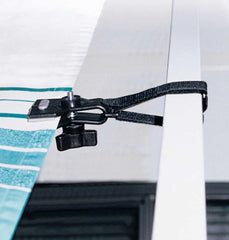 Camco RV De-Flapper installed on an awning for quieter operation
