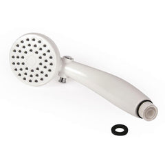 Camco RV outdoor shower head white splash, ideal for rinsing sandy feet outdoors