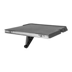 Camco RV rail mount table with foldable leg for compact storage.