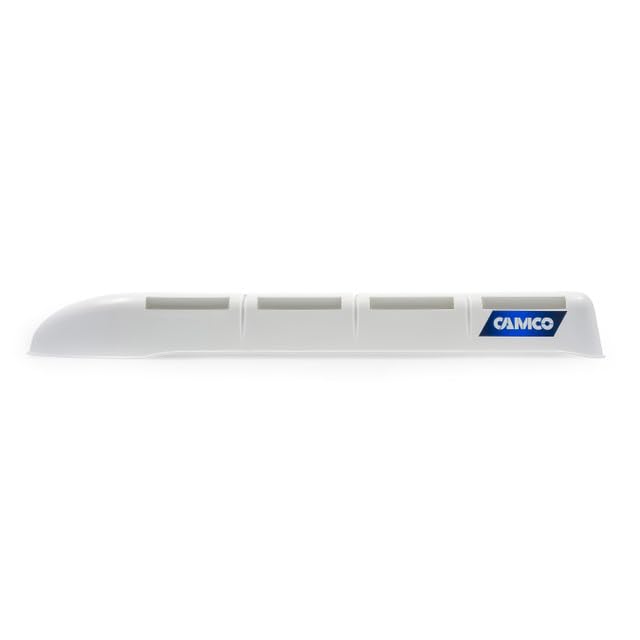 Camco vent cover white heavy-duty plastic side profile on RV roof