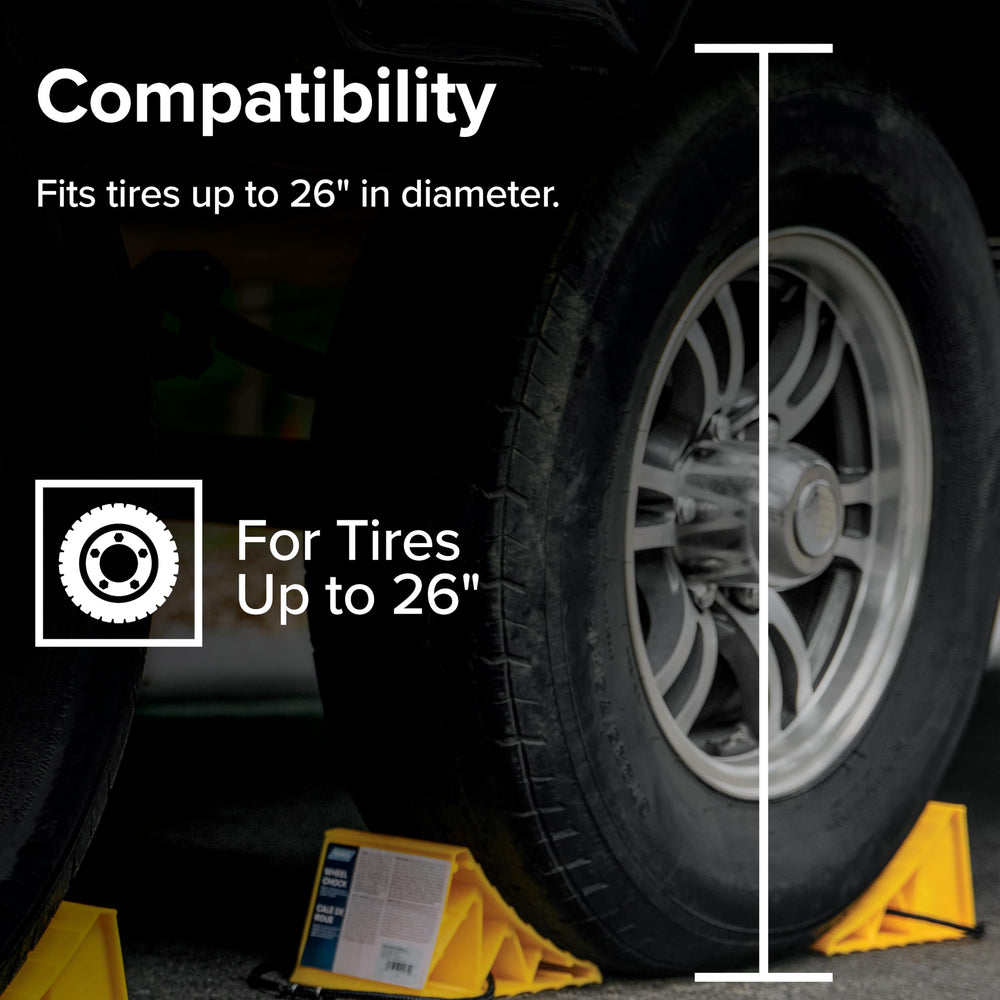 Camco RV travel stability chock helps secure parked trailer