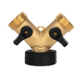 Camco brass water wye valve base housing shows sturdy construction for lasting outdoor use.