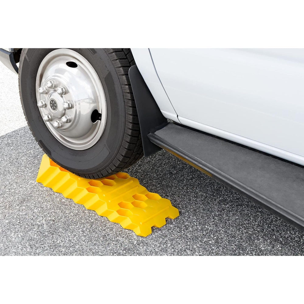 Camco Super Tri-Leveler durable resin construction withstands outdoor use.