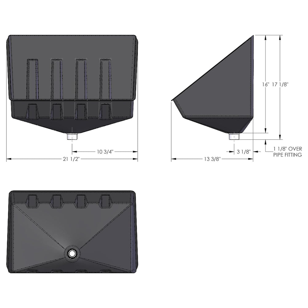 Under most tankless heaters, Camco drain pan with PVC fitting captures leaks.