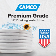 Camco TastePURE hose kink-resistance in use for smooth flow