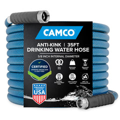 Camco TastePURE 35ft water hose for safe RV drinking water on trips
