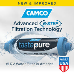 Camco Tastepure Hex-Flow technology enhances taste during camping.