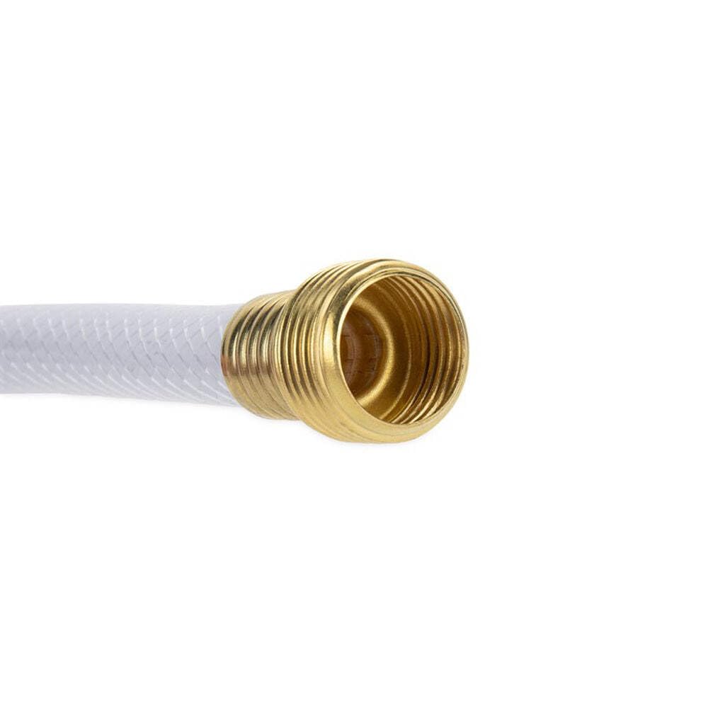 Camco TastePURE hose with CSA lead-free label for safer water connections.