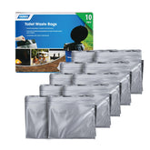 Camco Toilet Waste Bags 10-pack, ready for outdoor trips, reliable mess containment.