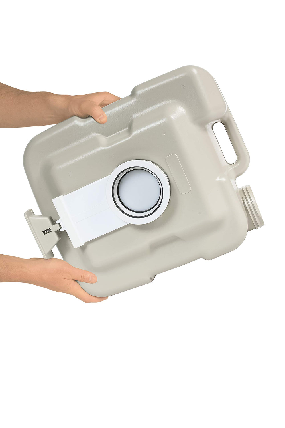 Camco travel-ready toilet offers sanitation on road trips.