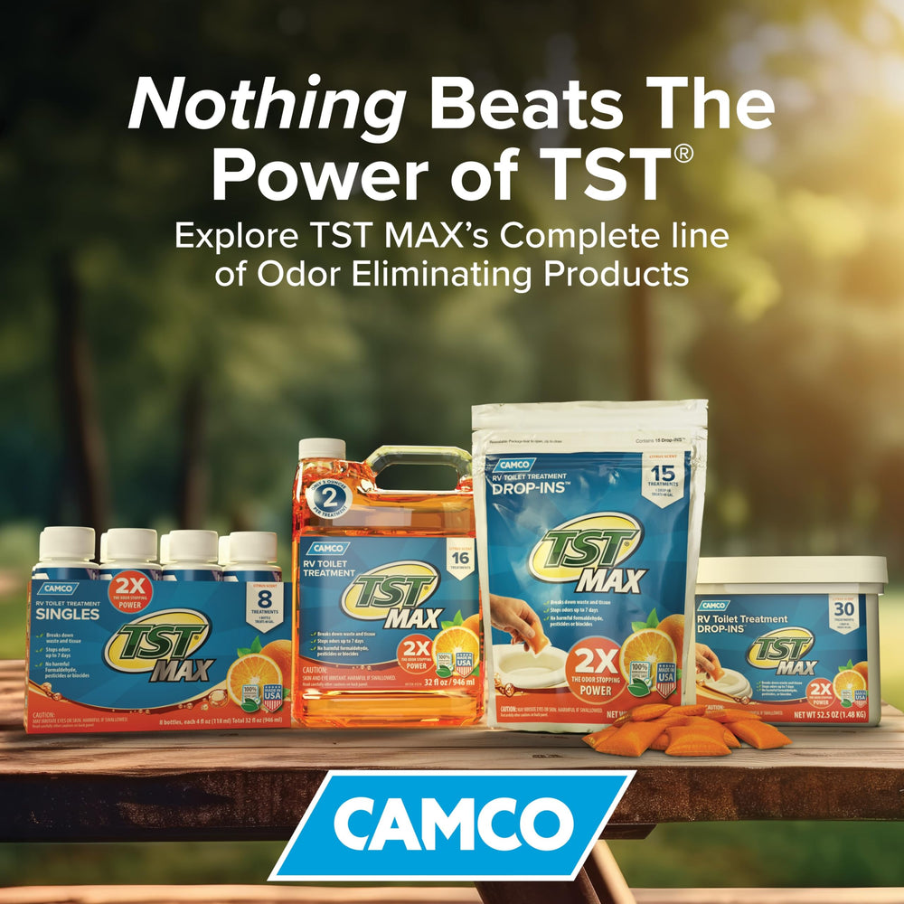 Camco TST MAX refreshing citrus scent enhances the RV experience during camping