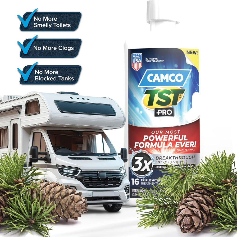 Camco TST PRO formulation is septic-safe for RV tanks