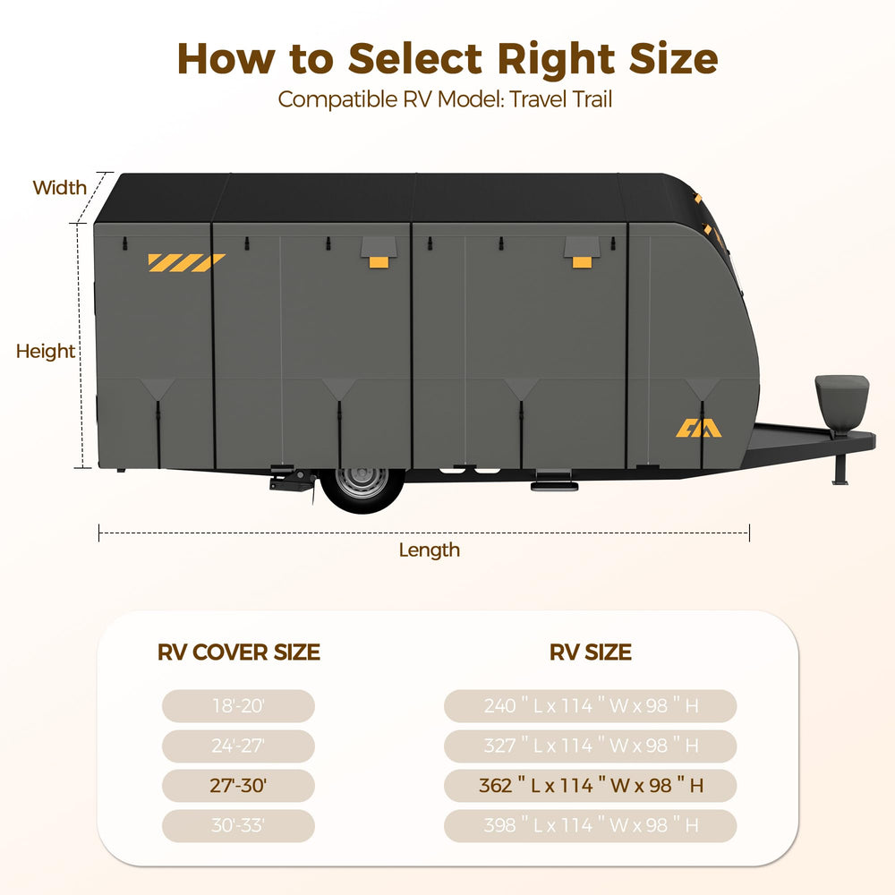 CAMMOO RV Cover right-side zip panels allow quick access to interior.