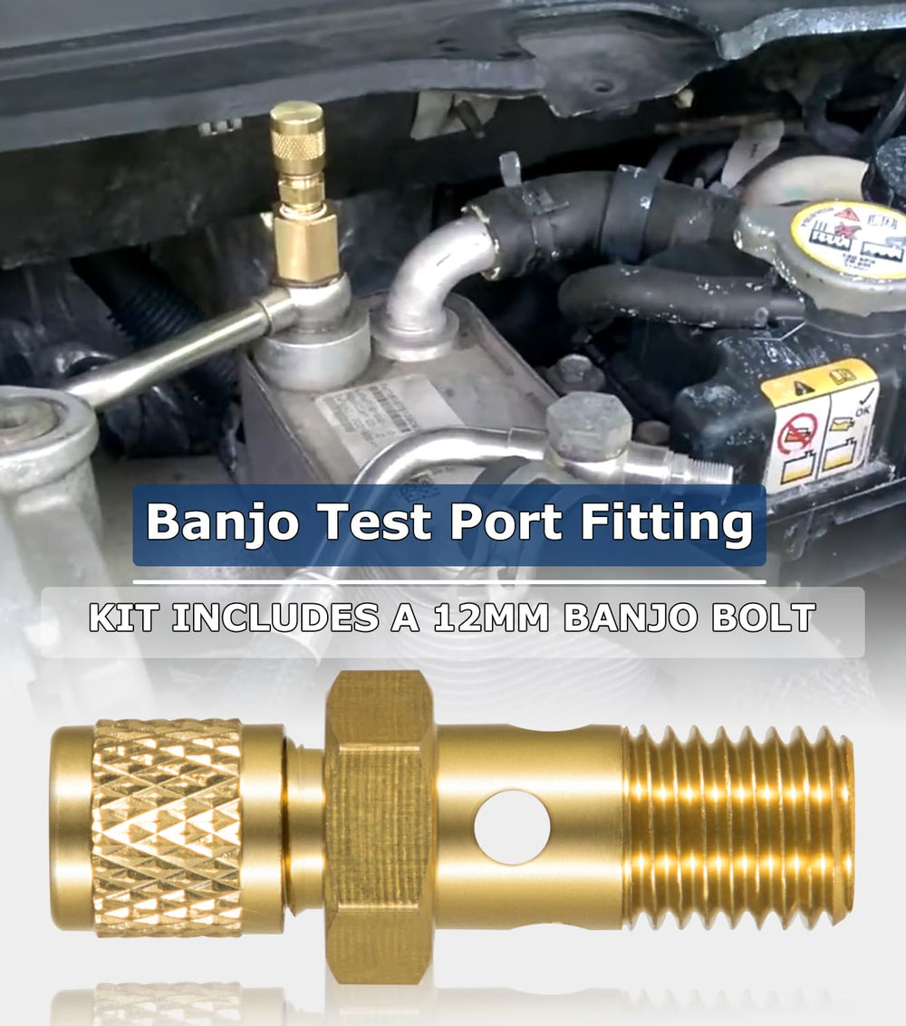 Camoo 12mm banjo bolt test port for flow verification
