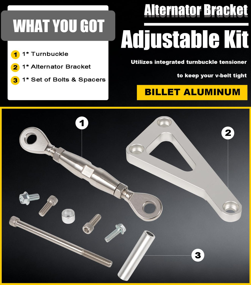 Camoo bolts and spacers for secure mounting and belt stability.