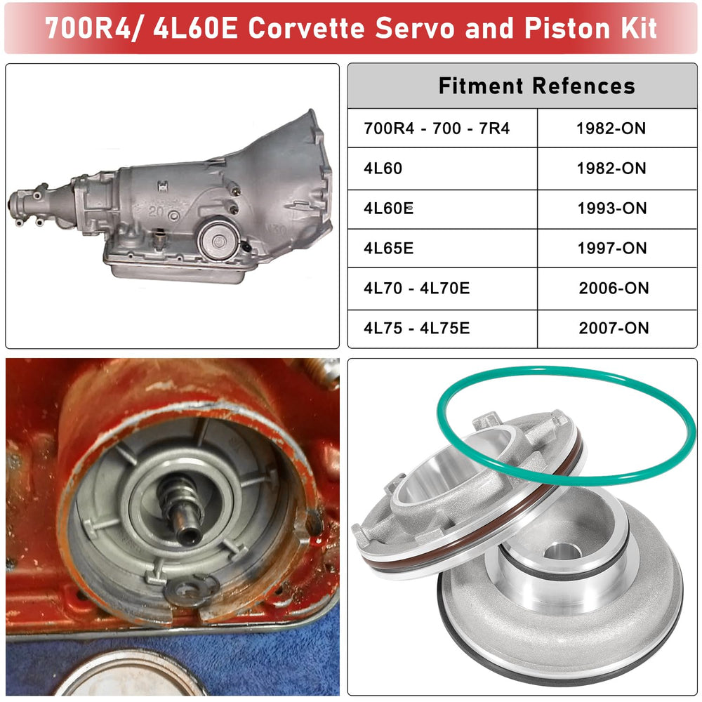 Camoo Corvette servo piston kit second apply piston inner improves 2nd gear engagement.
