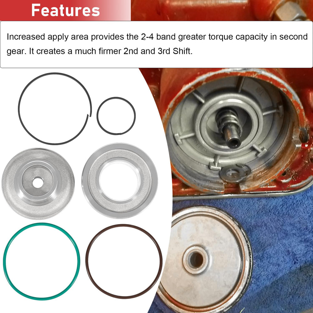 Camoo Corvette servo piston kit second apply piston outer teflon for smooth release.