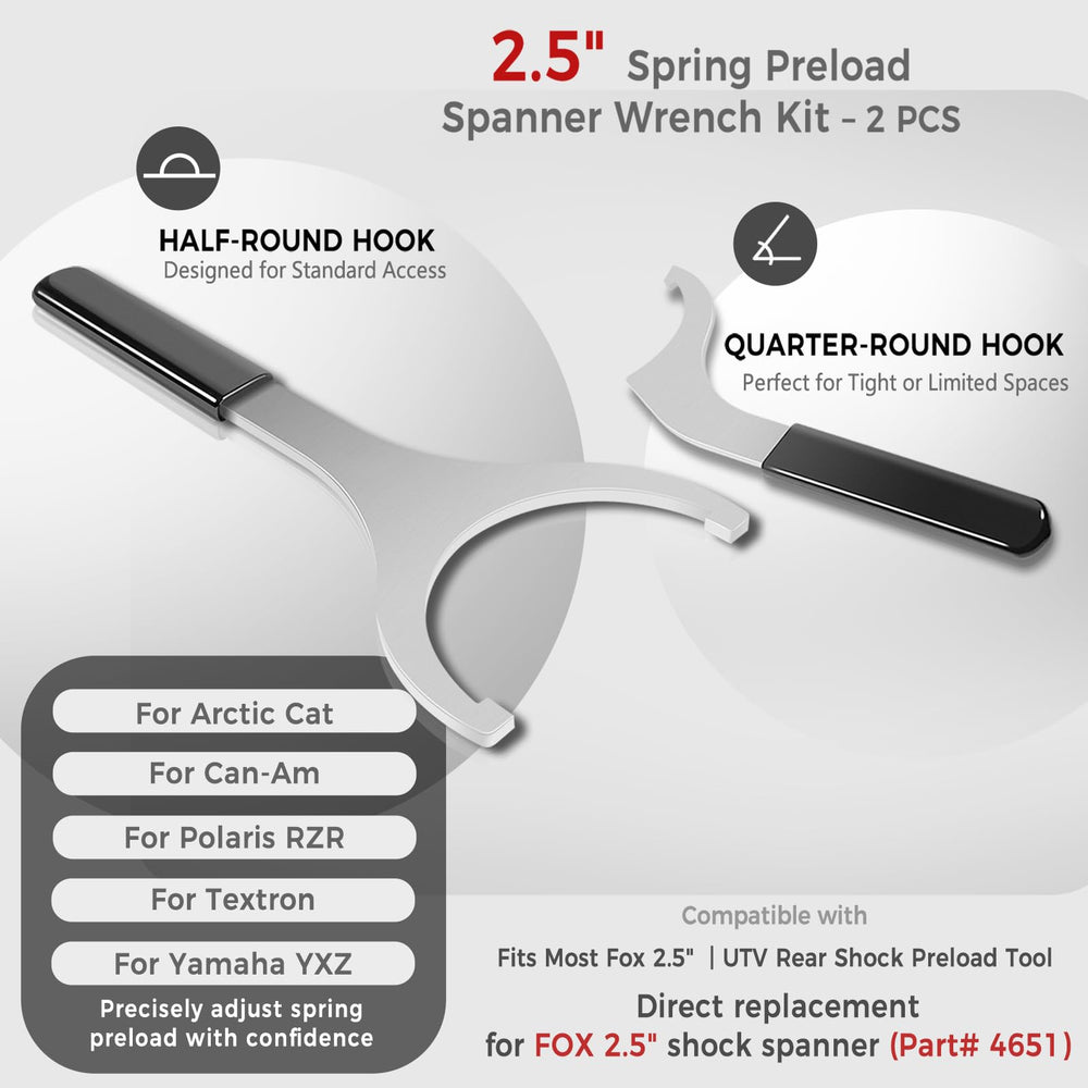 Camoo Fox 2.5-inch shock body with compatible wrench for fast maintenance.