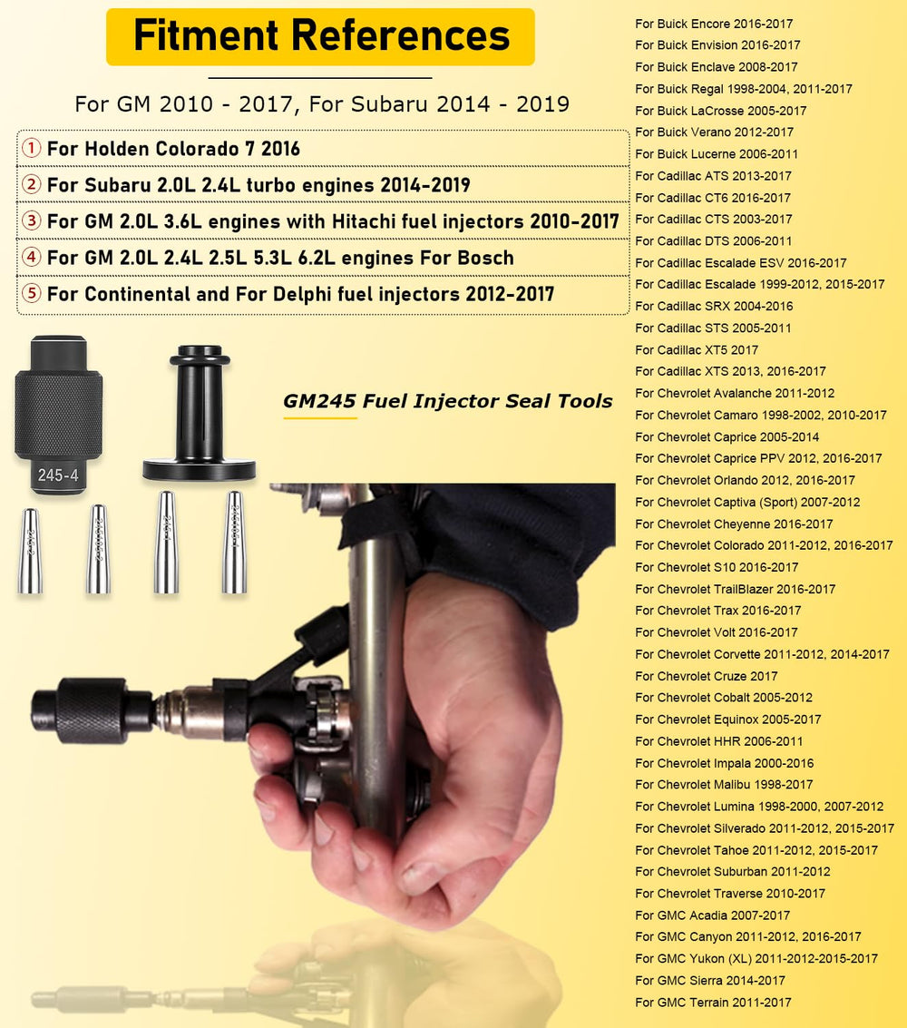 Camoo GM245 short seal installer guide speeds injector service.