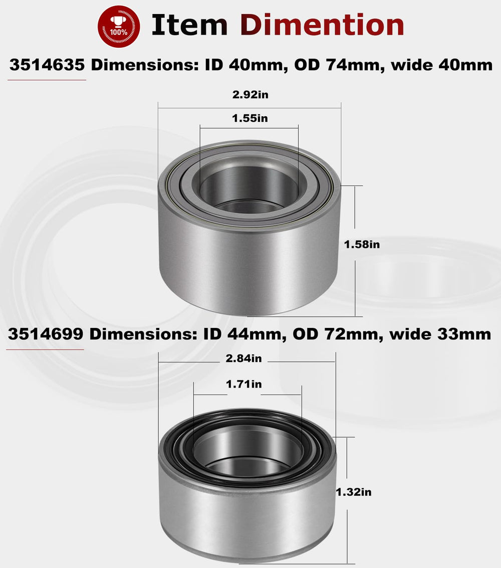 Camoo Polaris Ranger rear bearing close-up highlights robust sealing for harsh conditions.