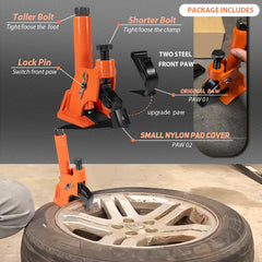 Camoo rubber-padded jaw reduces friction and guards aluminum rims
