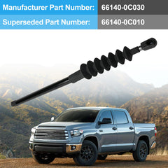Camotokiit tailgate lift-support side view showing black finish and sturdy construction.