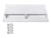 Camp'N RV Exhaust Vent Cover front view shows durable white finish for rugged RV exteriors.