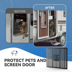 CAMPER MATTERS adjustable-width RV door grille fits multiple RV doors for a snug, secure fit.