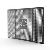 CAMPER MATTERS RV screen door grille with dog-friends design keeps pets safe while camping.