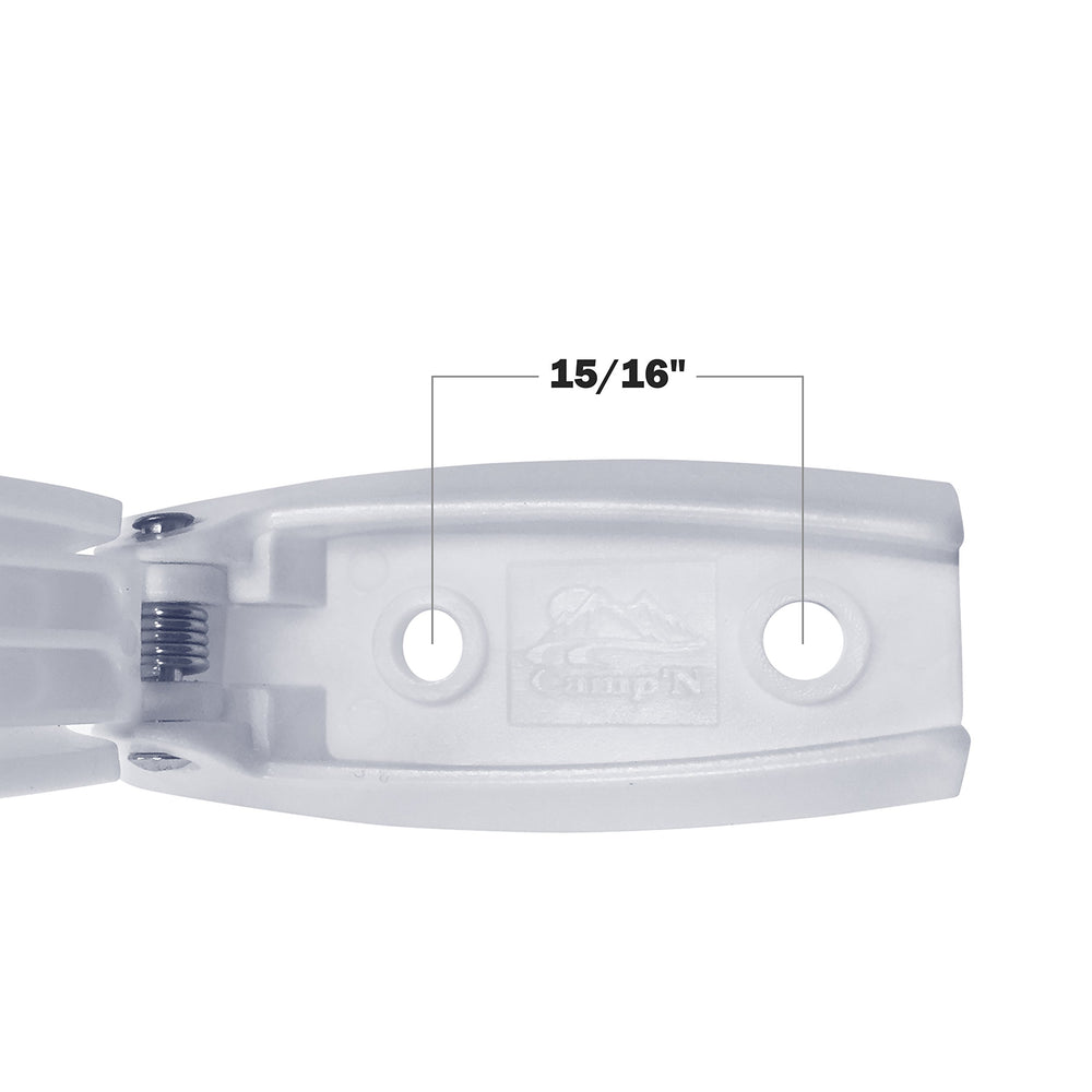 Camp'N RV door latch installed demonstrates quick, secure mounting on camper doors.