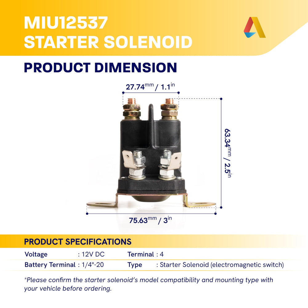 Canamax MIU12537 solenoid compatible with Deere X300 series tractors on display