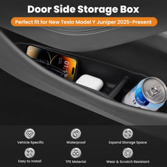 Canvcle car door side storage box rear view shields door pocket from clutter.