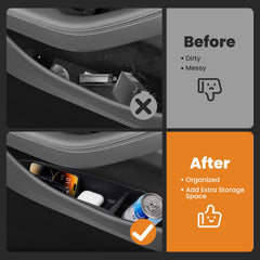 Canvcle new Tesla Model Y Juniper tray compartments organize items efficiently.