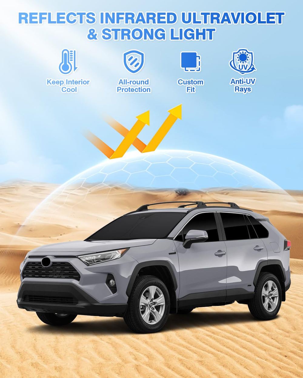 Canvcle Rav4 side window sun blocker reduces glare and enhances privacy during drives.