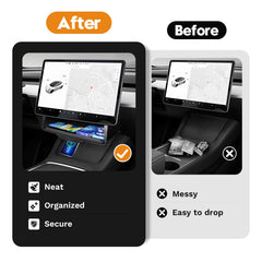 Canvcle under screen storage tray with anti-slip pad keeps items secure.
