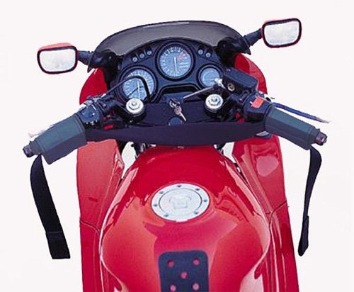 Canyon Dancer 37505 Black Original Bar-Harness installed on handlebars keeps tie-downs away from paint.