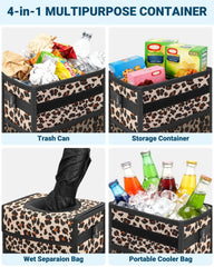Capolo leopard car trash bin extended stick strap for stronger sealing