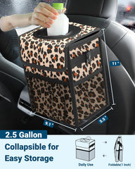 Capolo leopard car trash bin leakproof inner lining prevents spills on the road