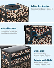 Capolo leopard car trash bin built-in PVC support stays upright for easy use