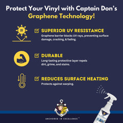 Captain Don's graphene vinyl protectant on boat seats boosts durability.