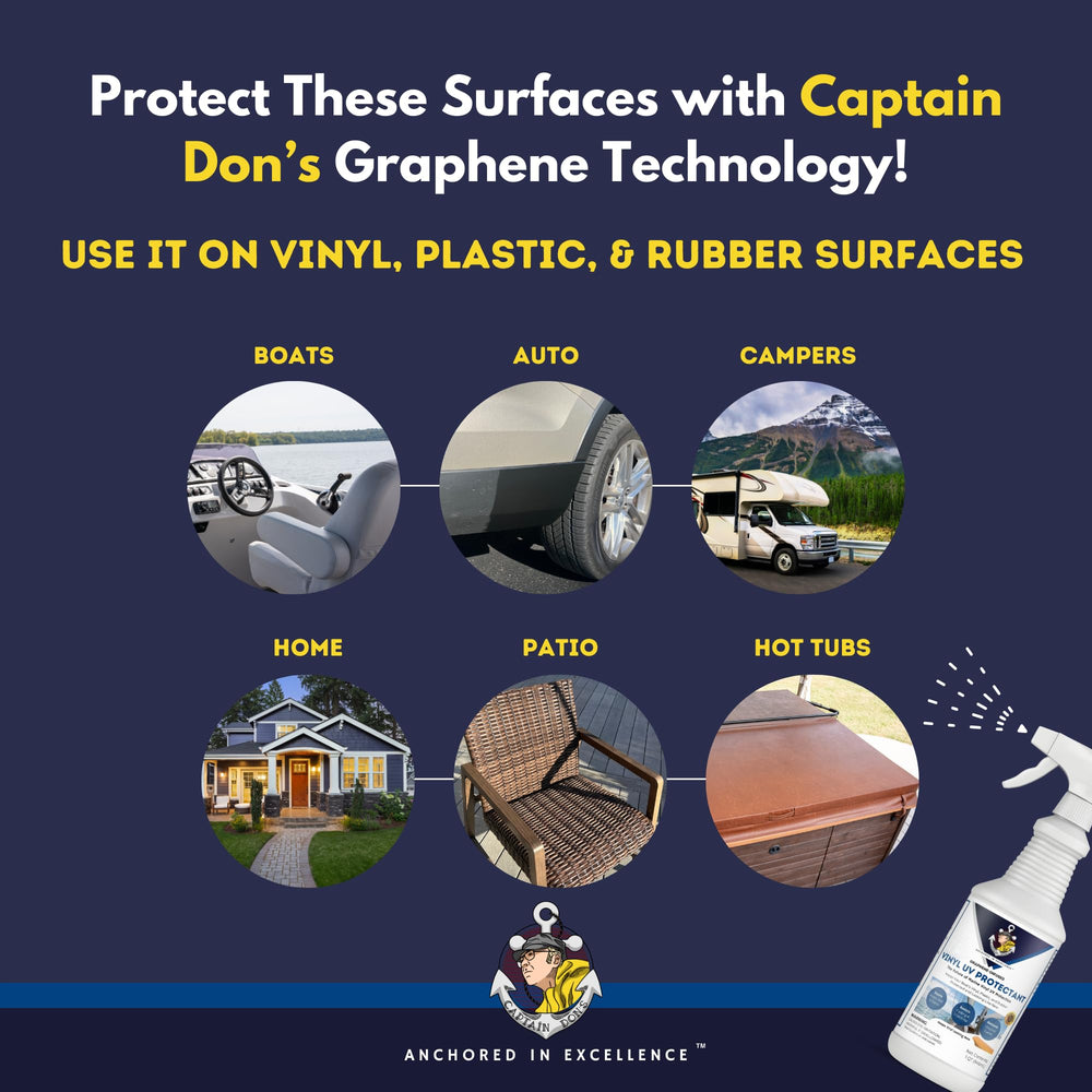 Captain Don's graphene vinyl protectant for patio furniture resists stains.