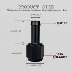 caqeg 10AN female-to-3/8 barb adapter swivels to prevent hose twist in installations