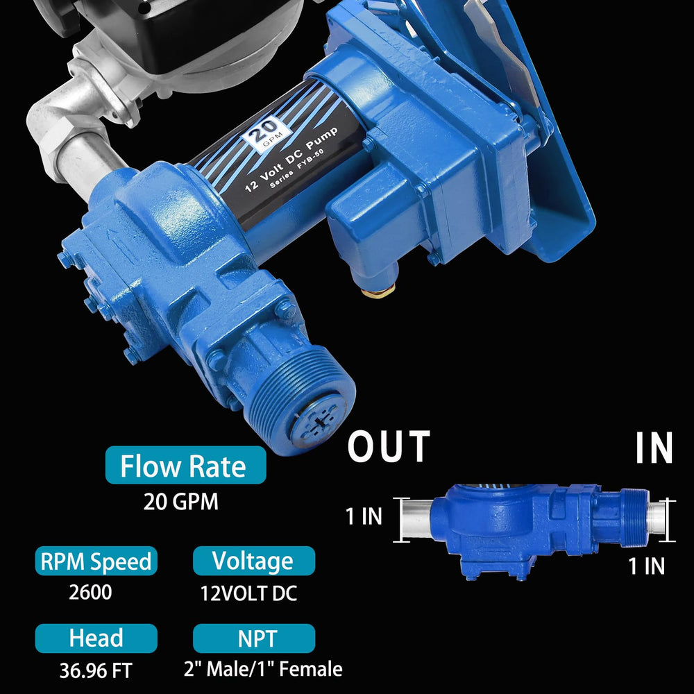 caqeg blue fuel transfer pump with nozzle kit for safe diesel or gasoline pours.