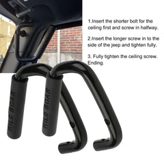 CAQEG front grab bar in use during front-seat entry on rough terrain