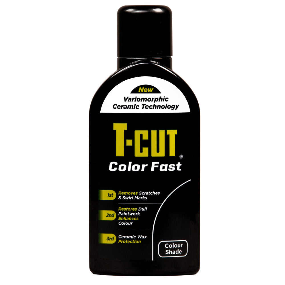 Car Gods T-Cut Color Fast Black bottle for easy color restoration and protection.