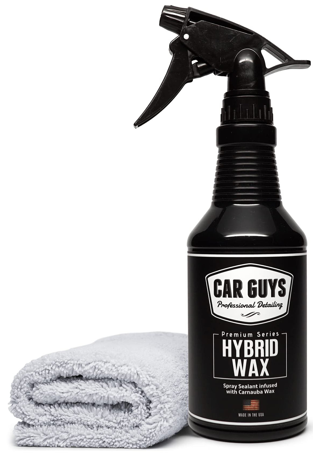 CAR GUYS Hybrid Spray Wax bottle delivers long-lasting protection and high-gloss finish.