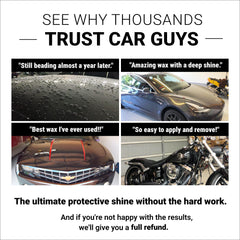 Water beading after CAR GUYS Liquid Wax for durable protection.